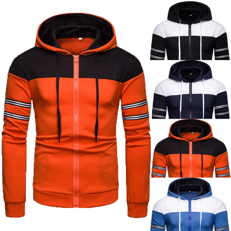 Men's Sweater Casual Multicolor Hooded Sweater Zipper Cardigan Sweater - ShopWithusMarket