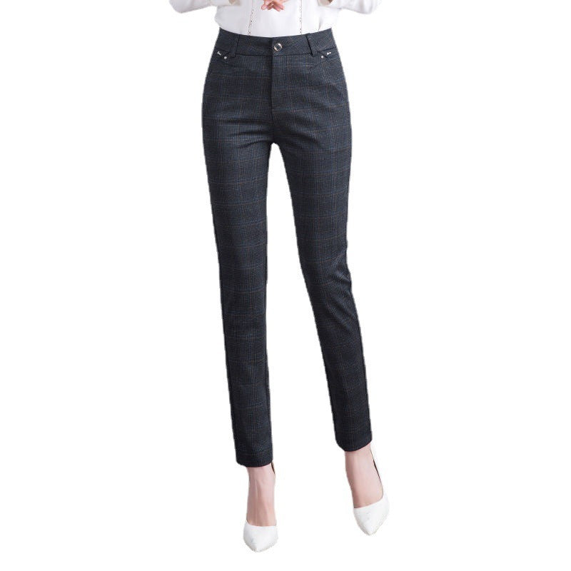 Fashionable And Simple Women's Straight-leg Plaid Suit Trousers - ShopWithusMarket