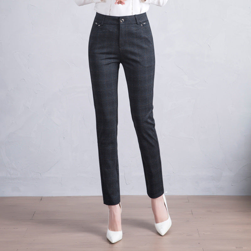 Fashionable And Simple Women's Straight-leg Plaid Suit Trousers - ShopWithusMarket