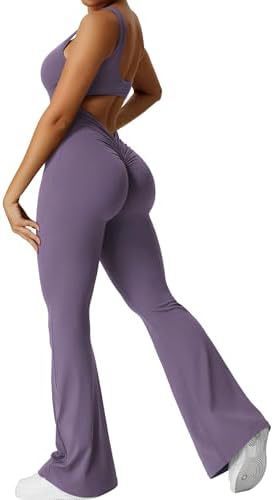 Yeoreo Women Workout Flare Jumpsuits Sexy Backless Gym Bodyc - ShopWithusMarket