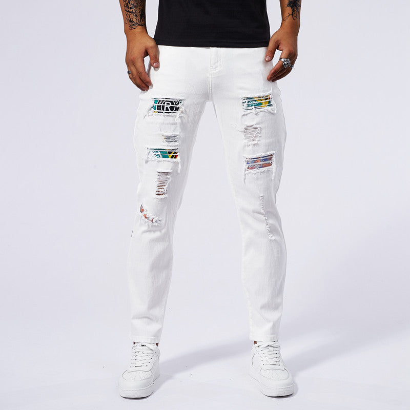 Hole Patch Washed Jeans - ShopWithusMarket