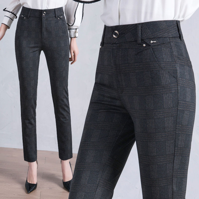 Fashionable And Simple Women's Straight-leg Plaid Suit Trousers - ShopWithusMarket