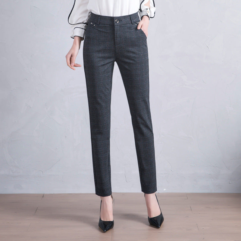 Fashionable And Simple Women's Straight-leg Plaid Suit Trousers - ShopWithusMarket